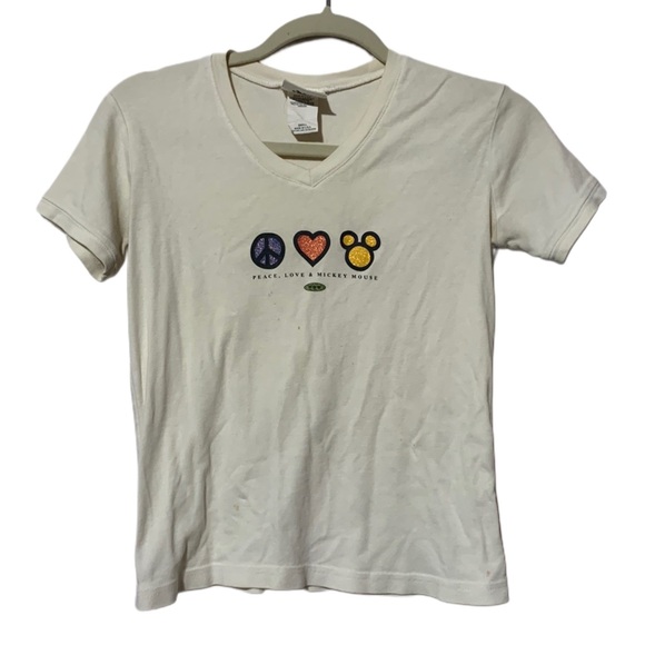 Vintage Walt Disney World Peace Love Mickey Mouse Tee Shirt - Picture 1 of 6
